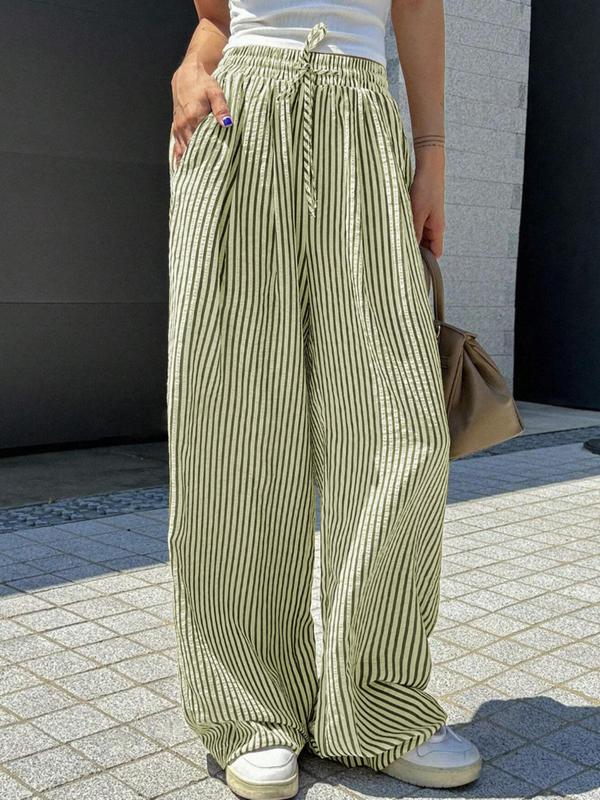 Daria – Losse Broek met Streepjes en Strik in de Taille