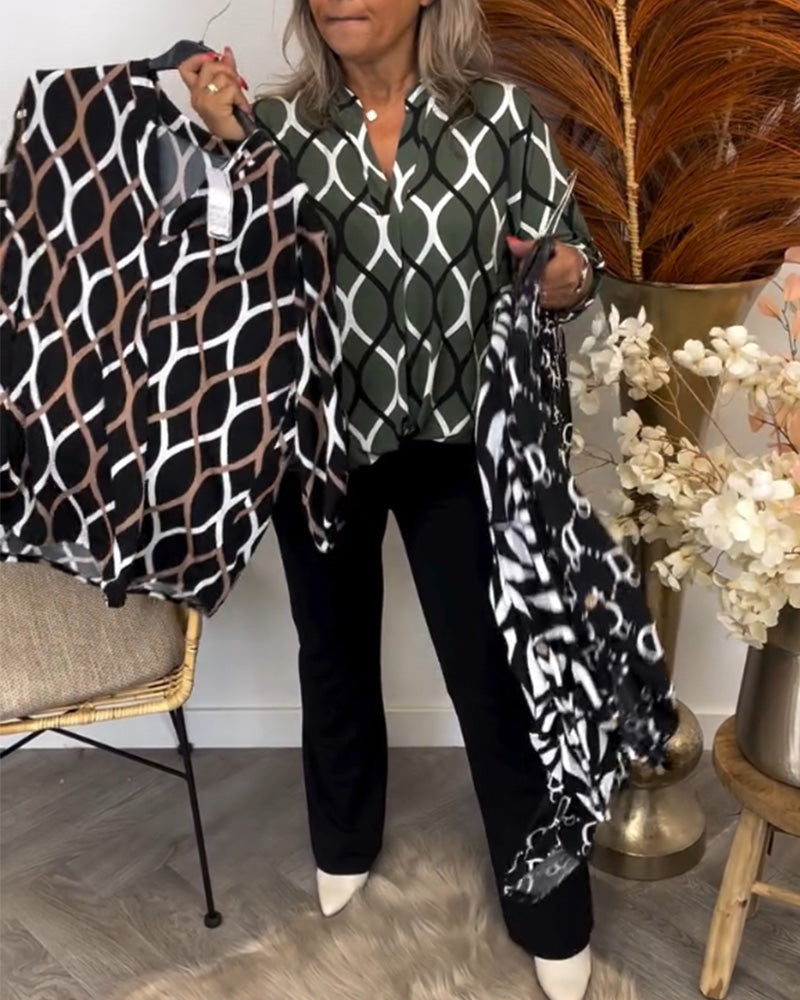 Martyna | Blouse met lange mouwen en een elegant patroon