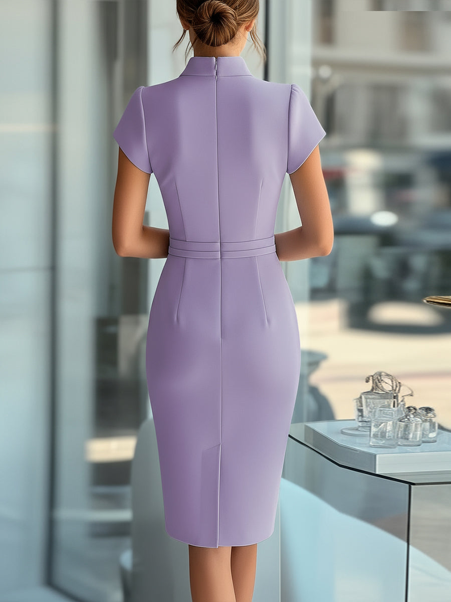 Strak Hemelsblauw Asymmetrisch Jurk met Ceintuur