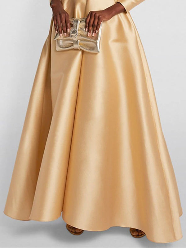 A-Lijn Hoge Taille Plissé Effen Kleur V-Hals Maxi Jurken