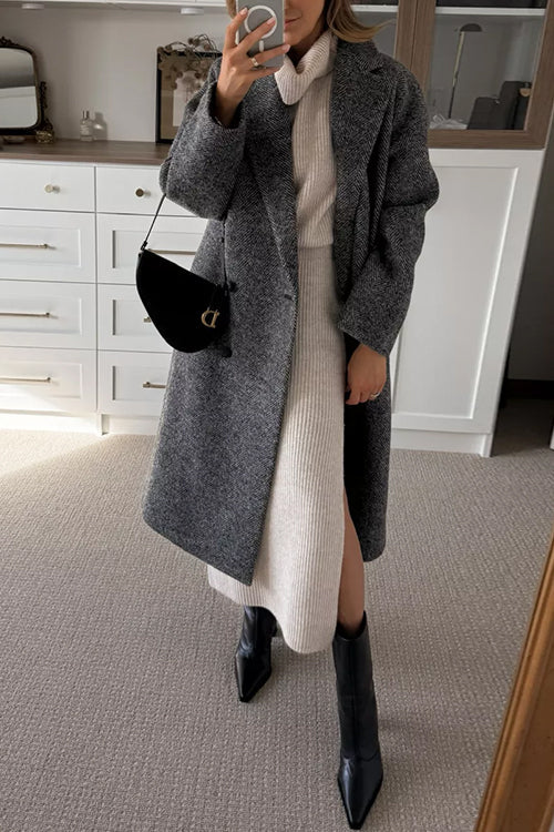 Kraagloze Taille Midi Trui Jurk met Zijsplit