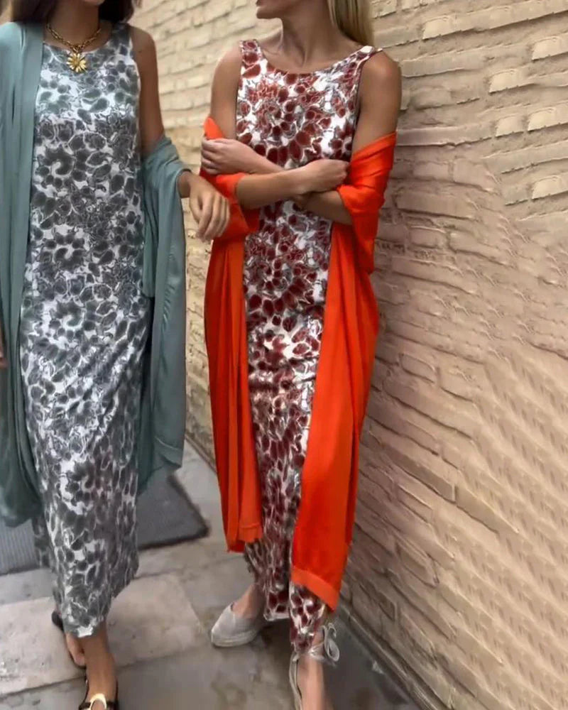 Bożena | Elegante Lange Jurk met bijpassende Cardigan