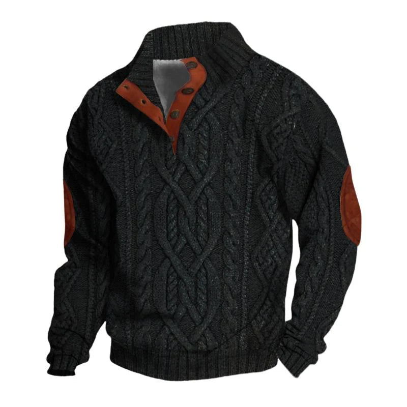 Heren Vintage Trui met Staande Kraag, Pullover met Draaiend Patroon 48552196X
