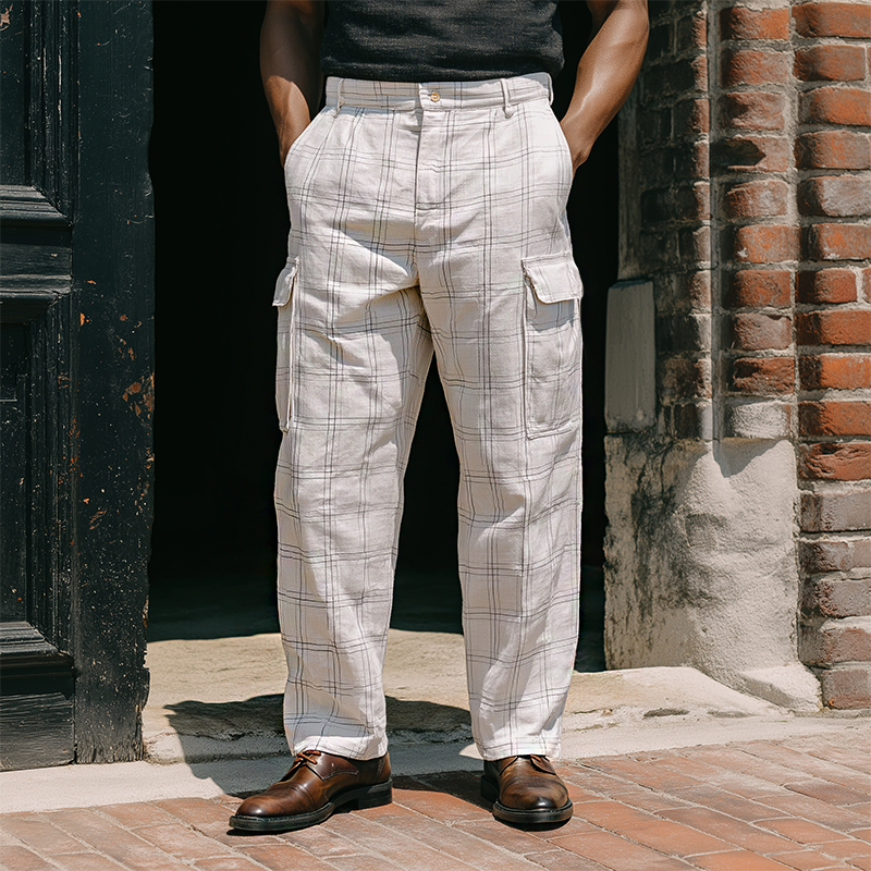 Heren Retro Ruit Patroon Cargo Broek MTA3150G7TO