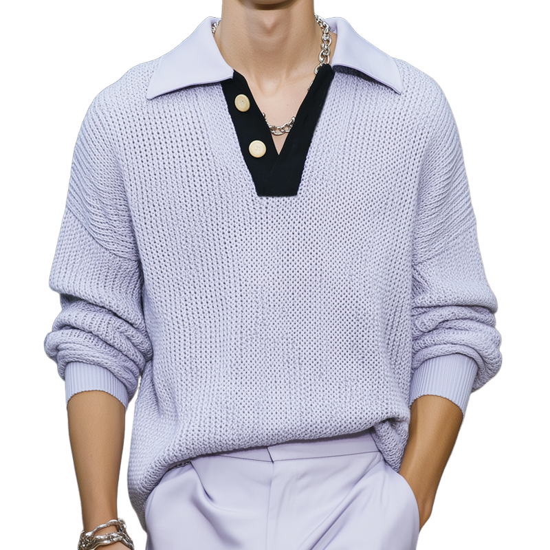 Heren klassieke, casual, losse trui met V-hals MTA2939H5U