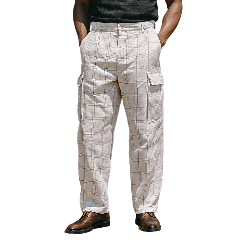 Heren Retro Ruit Patroon Cargo Broek MTA3150G7TO