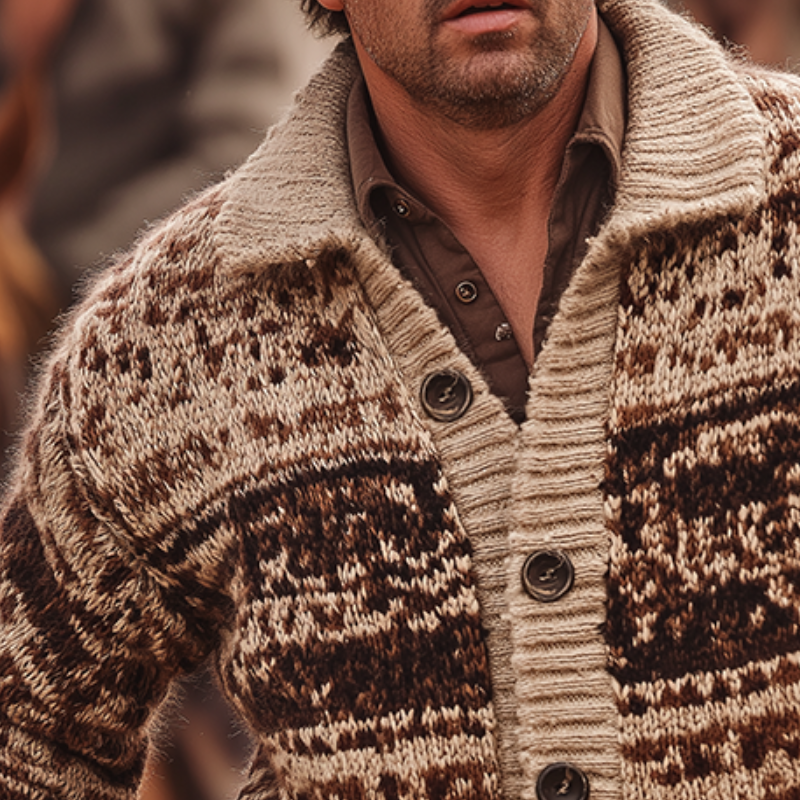 Heren Vintage Casual Western Ranch Trui met Kraag en Knopen MTA1529H0TO