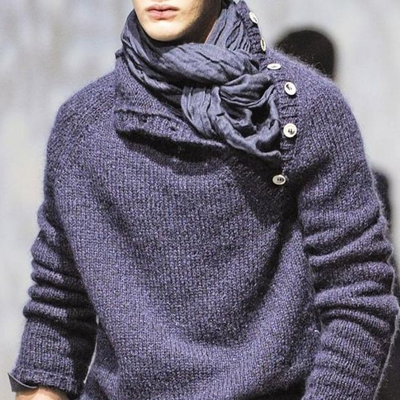 Heren sweater met lange mouwen en knopen in effen kleur 21588765Z