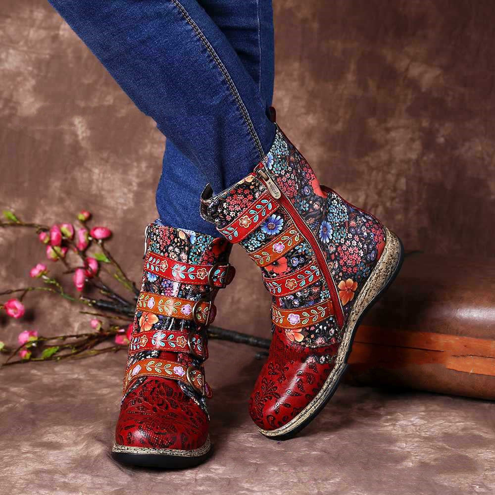 Lia - Leren enkellaarsjes voor vrouwen met unieke details