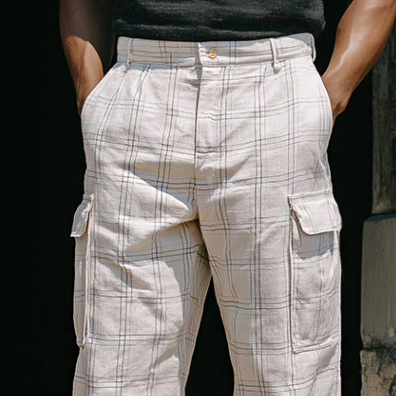 Heren Retro Ruit Patroon Cargo Broek MTA3150G7TO