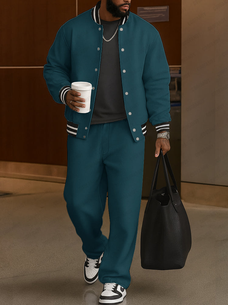 Klassieke Gestreepte Trim Jas Broek Set