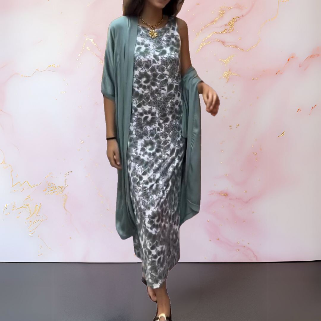 Bożena | Elegante Lange Jurk met bijpassende Cardigan