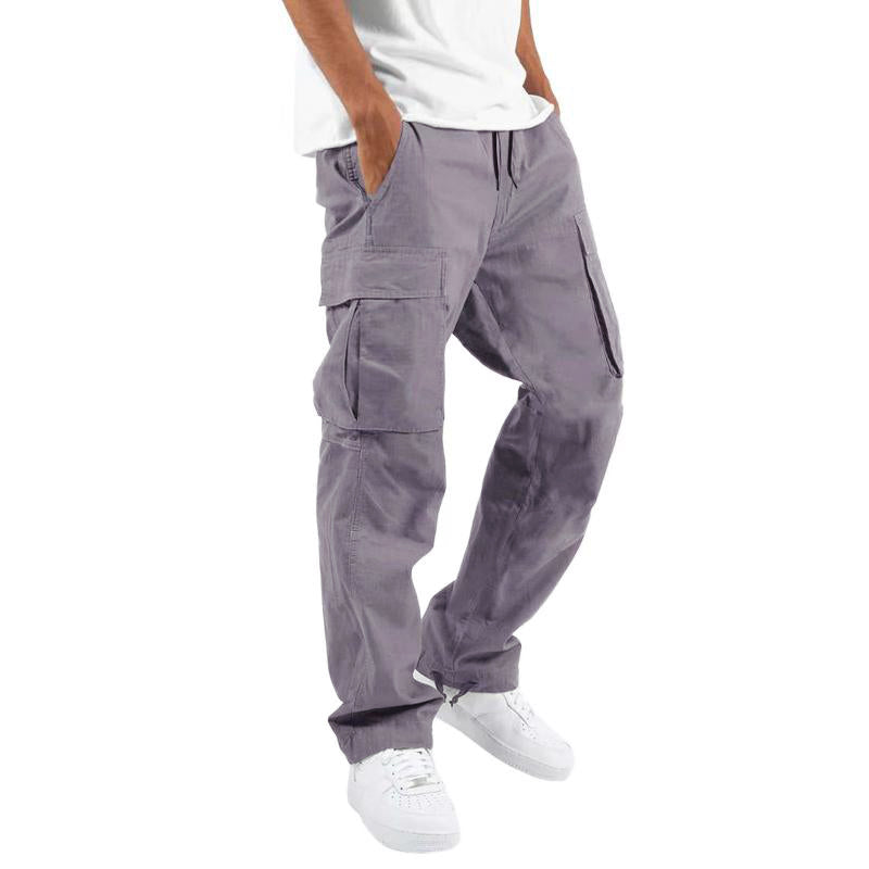 Heren casual cargo broek met meerdere zakken en een trekkoord in de taille 97400513M