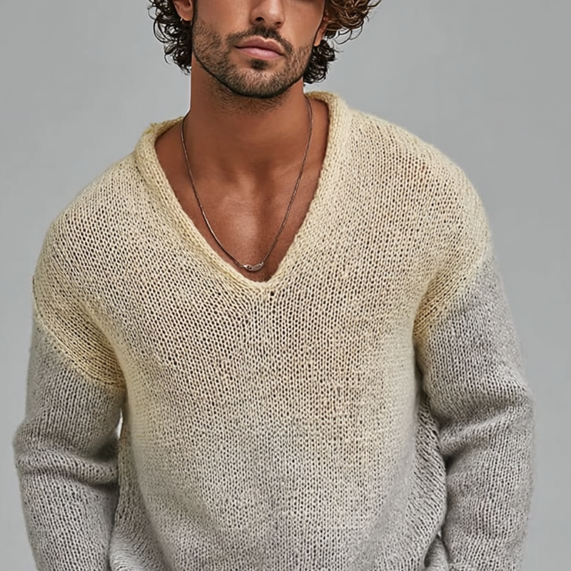 Heren Gradient Sweater met V-hals en Lange Mouwen MTA2072H4Z