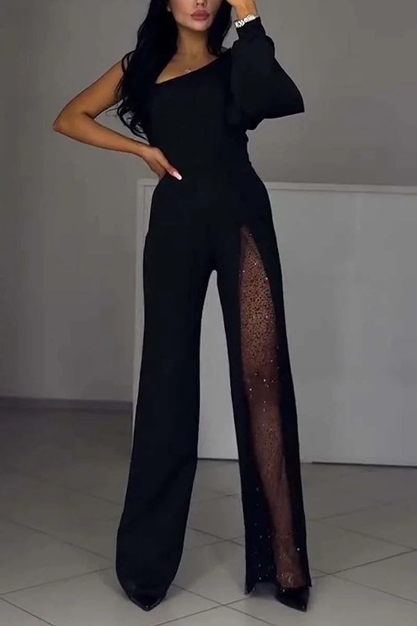 Adriana - Klassieke jumpsuit met transparantie