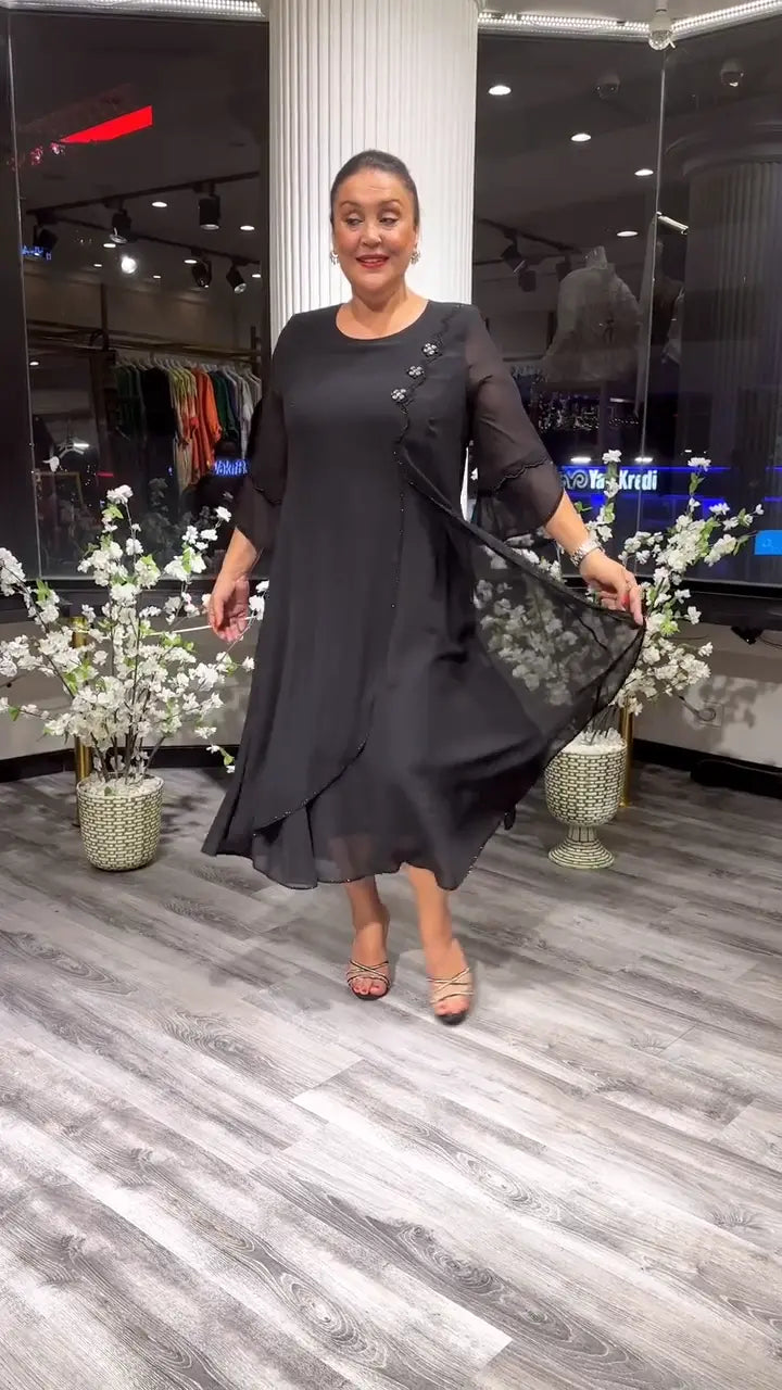 Marzenna | Midi-jurk – Fluistering van Elegantie