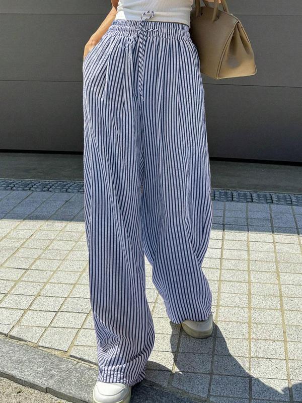Daria – Losse Broek met Streepjes en Strik in de Taille