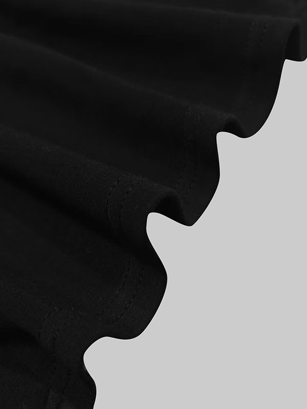 Losse Puff Mouwen Knop Split-zijde Mock Nek Maxi Jurken