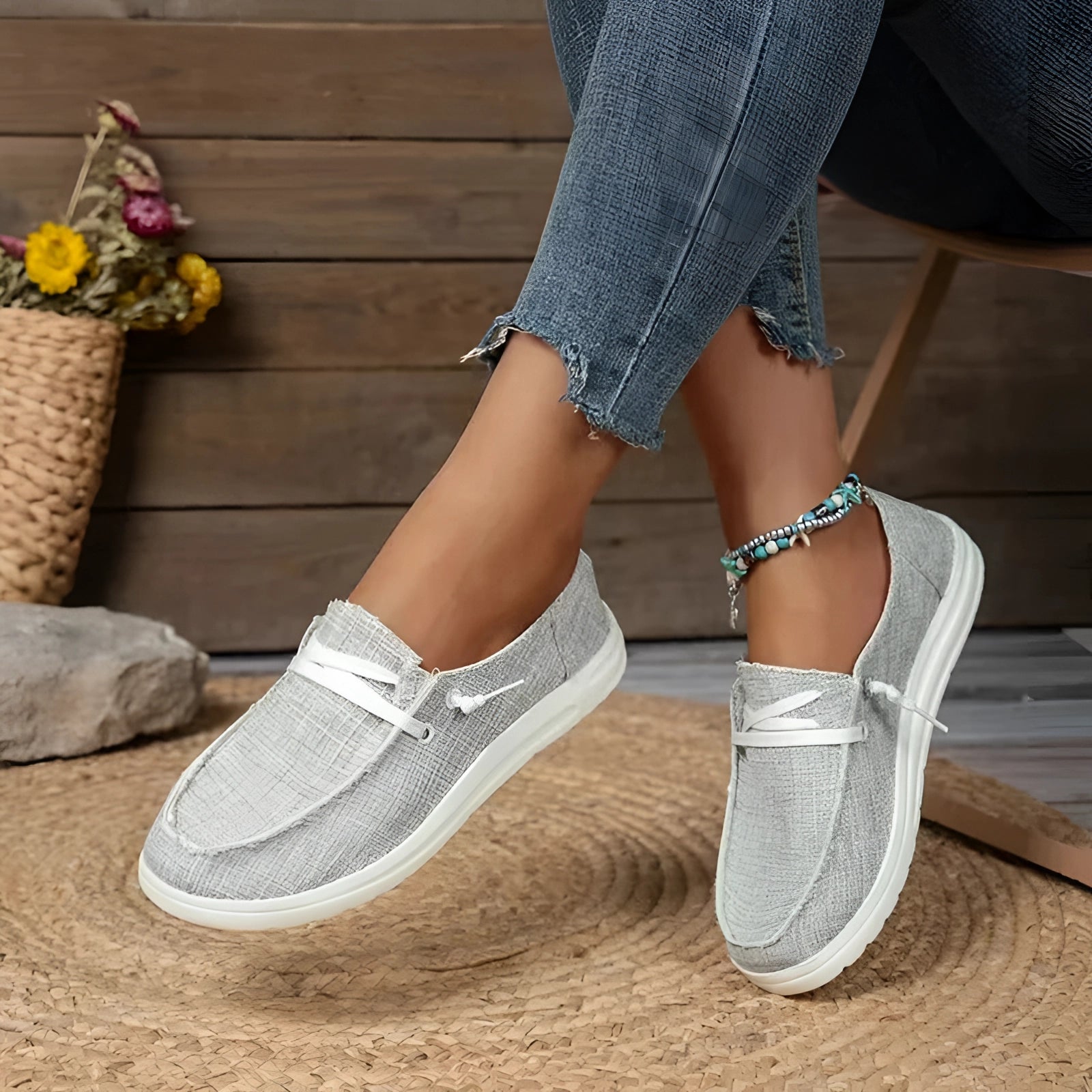 Milieuvriendelijke Beige Linnen Sneakers voor Dames - Ademend Casual Schoeisel