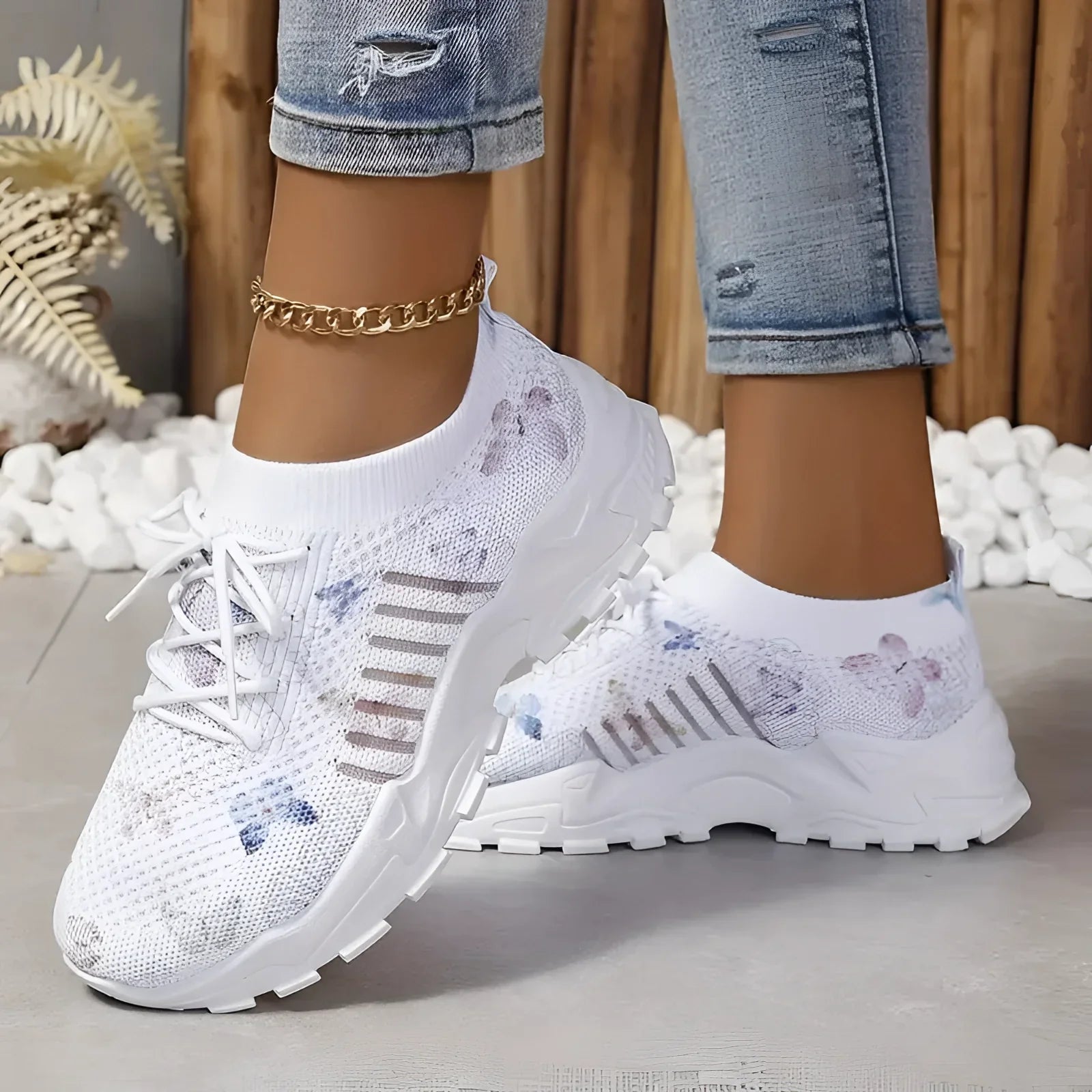 Roze Hardloopsneakers met Bloemenpatroon