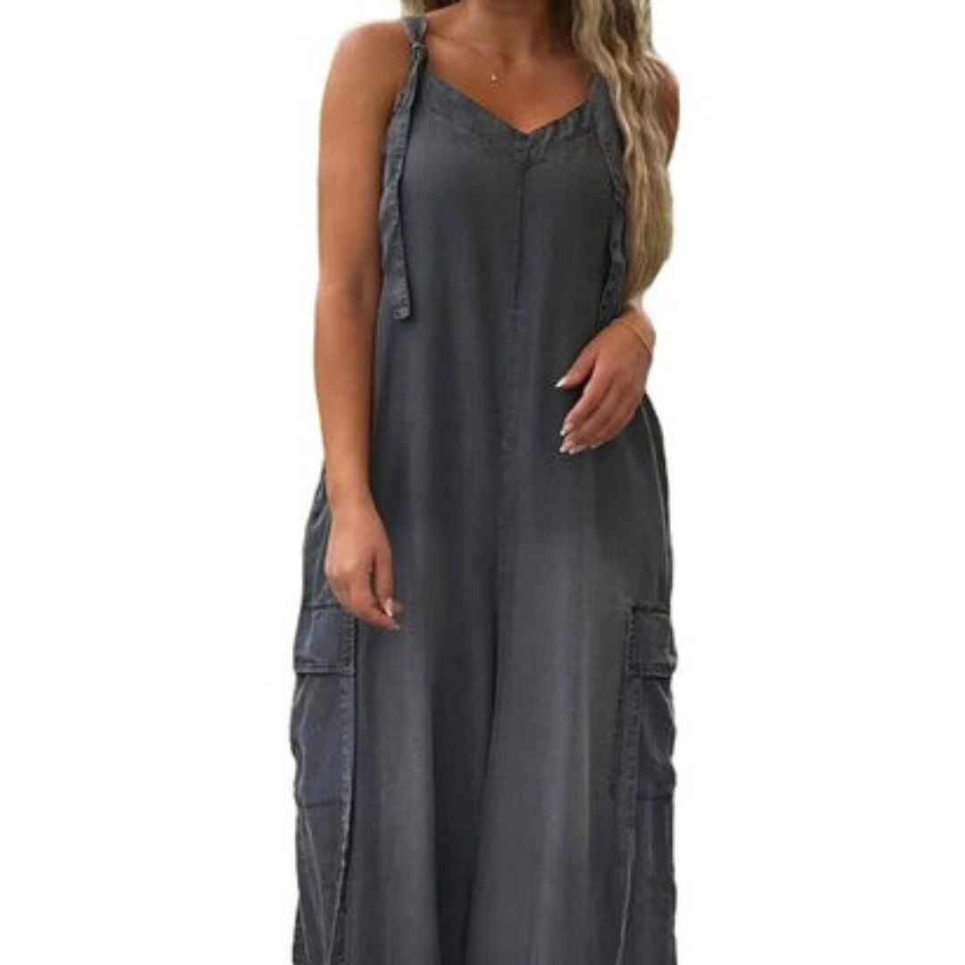 Lidka | Losse jumpsuit met brede pijpen en zakken voor dames
