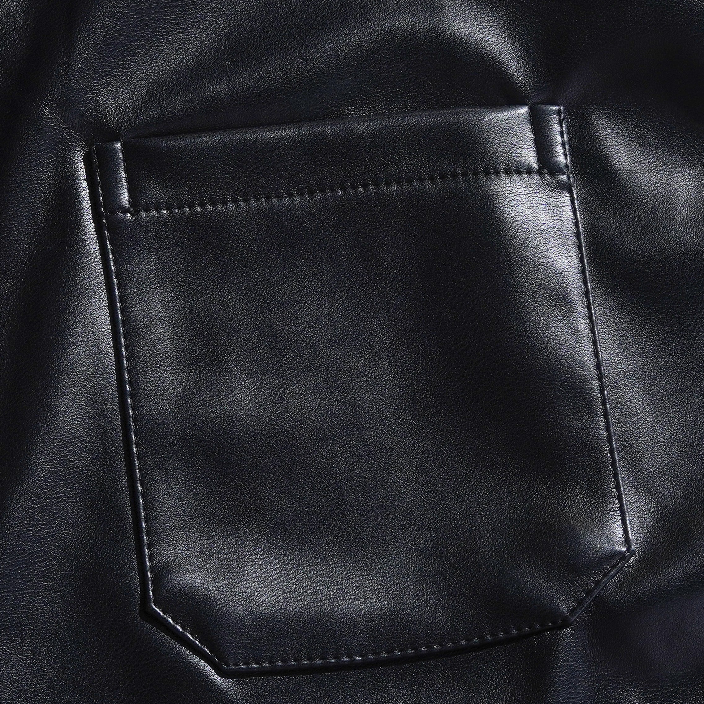 Heren Klassieke Casual Slim Fit Leren Overhemd met Lange Mouwen 79897850K