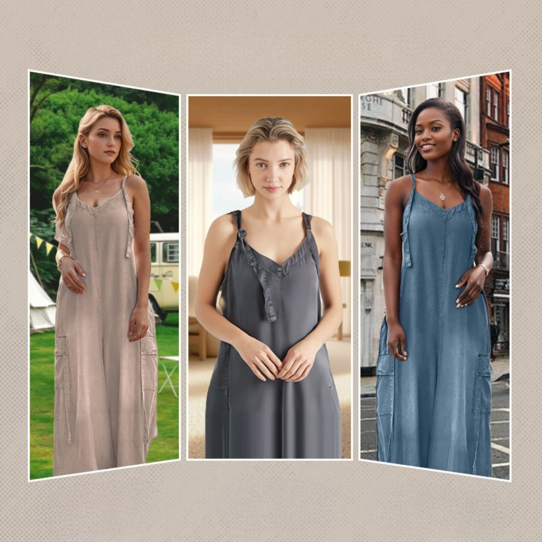 Lidka | Losse jumpsuit met brede pijpen en zakken voor dames