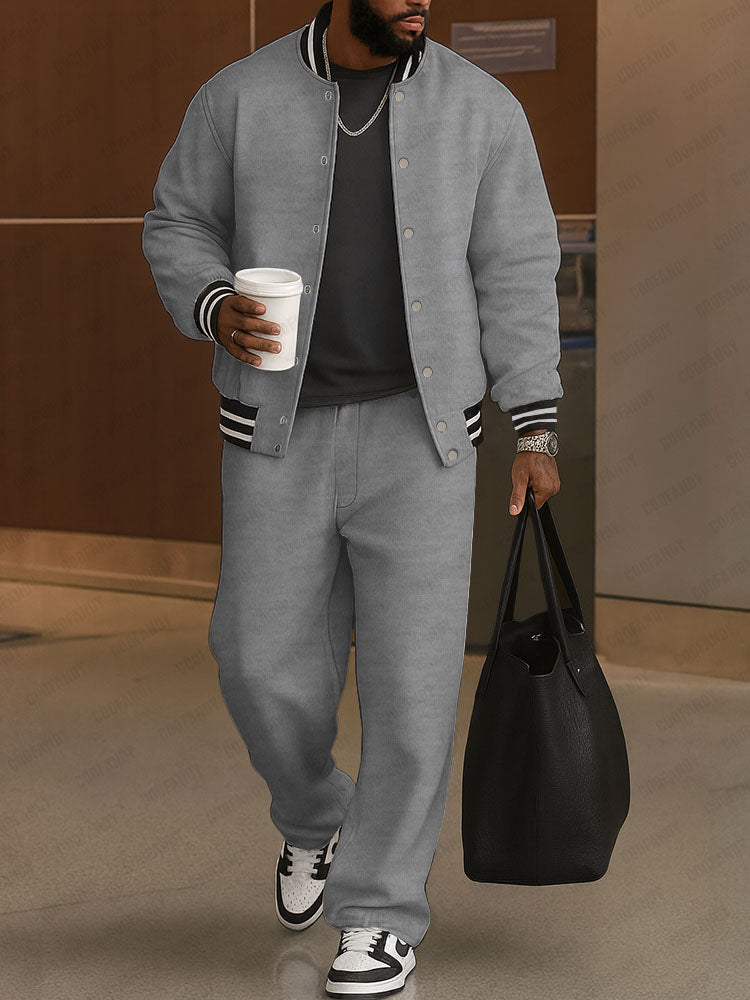 Klassieke Gestreepte Trim Jas Broek Set