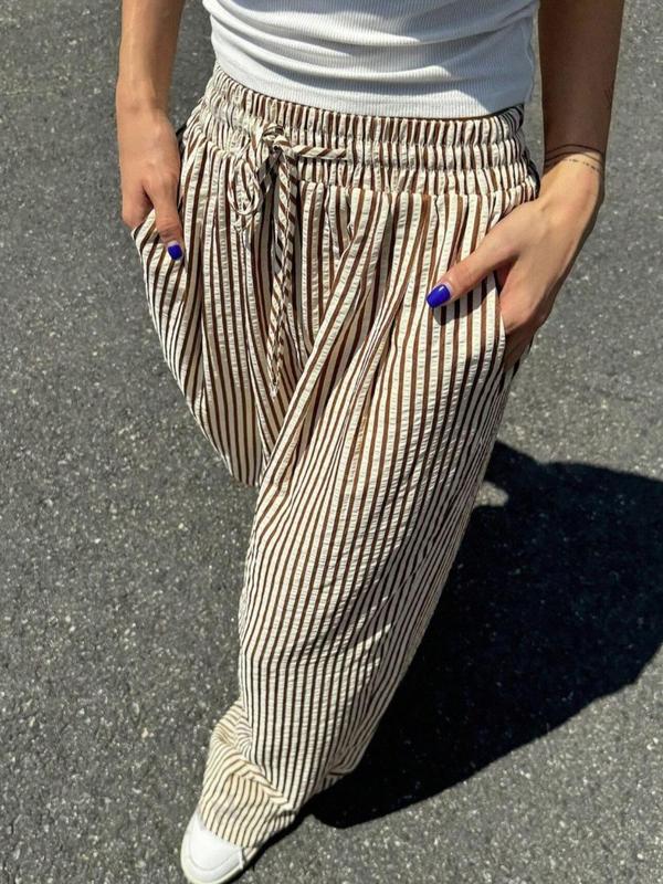 Daria – Losse Broek met Streepjes en Strik in de Taille