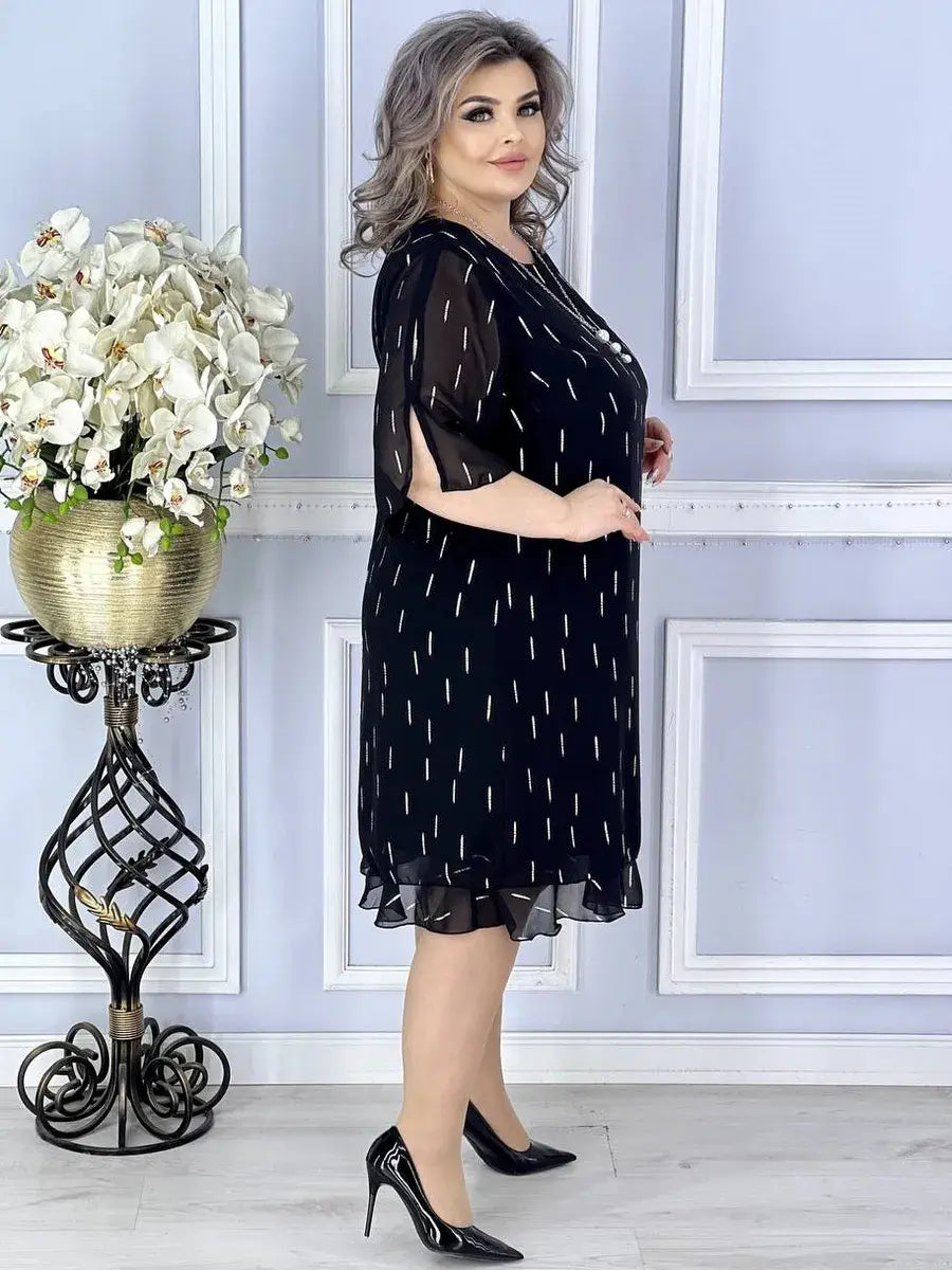 Wioletta | Elegante chiffon midi-jurk met plooien