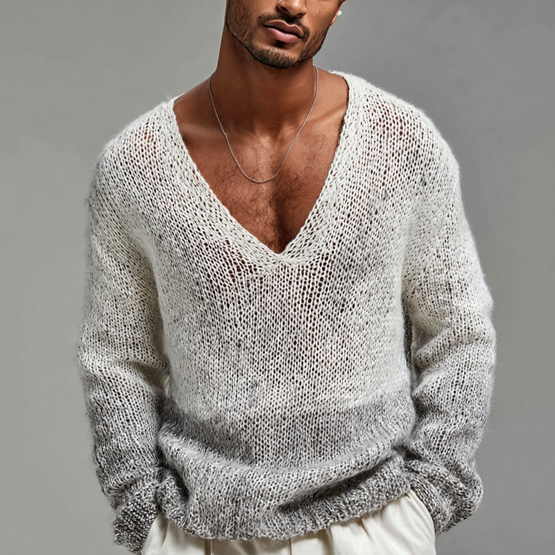 Heren gradient trui met V-hals en lange mouwen MTA2096H9Z