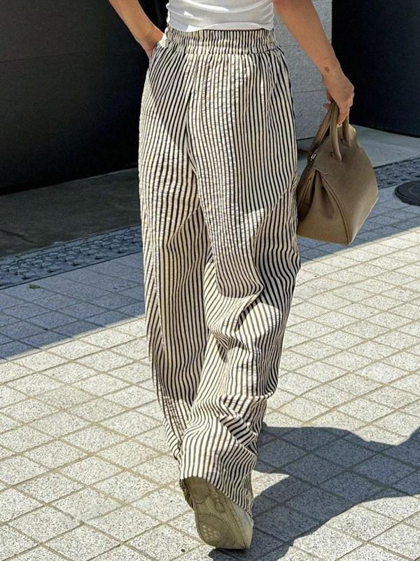 Daria – Losse Broek met Streepjes en Strik in de Taille