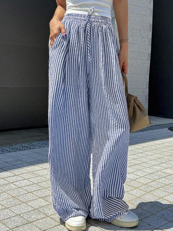 Daria – Losse Broek met Streepjes en Strik in de Taille