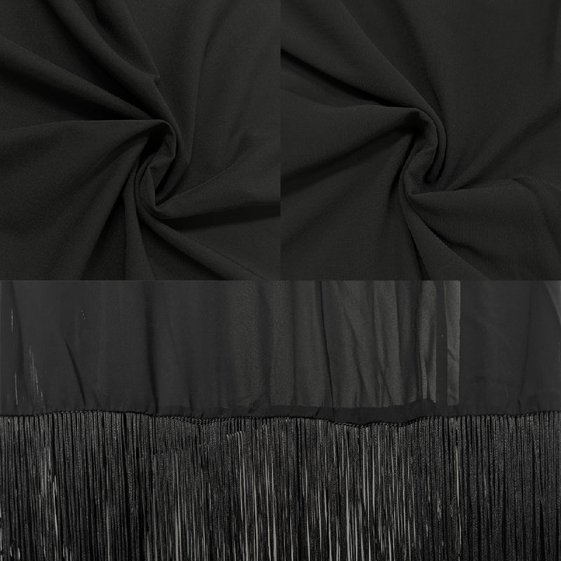 Batwing Mouwen Losse Doorzichtige Effen Kleur Met Kwastjes Mock Neck Maxi Jurken