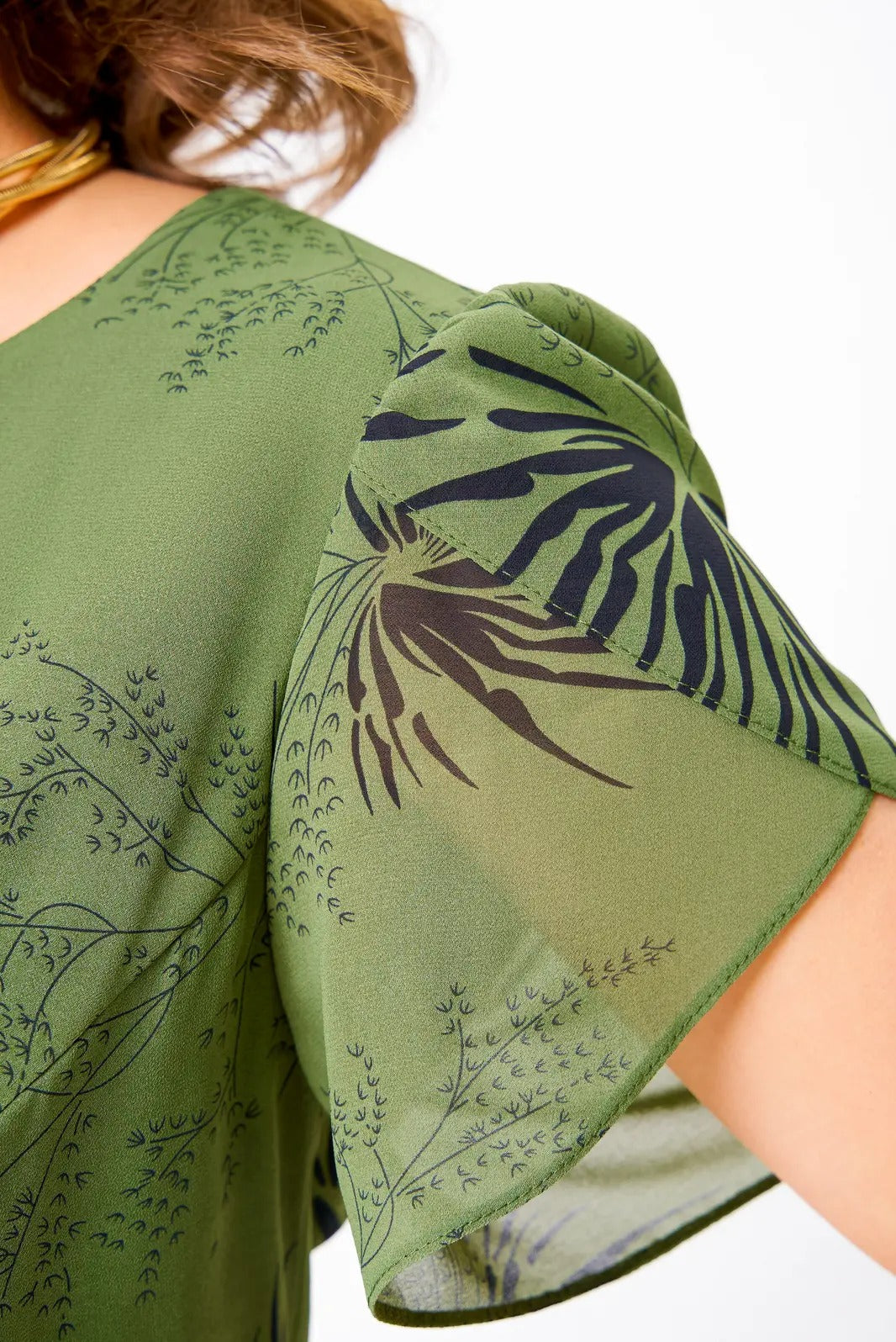 Jolanta | Elegante Midi-jurk van Chiffon met Bloemenpatroon