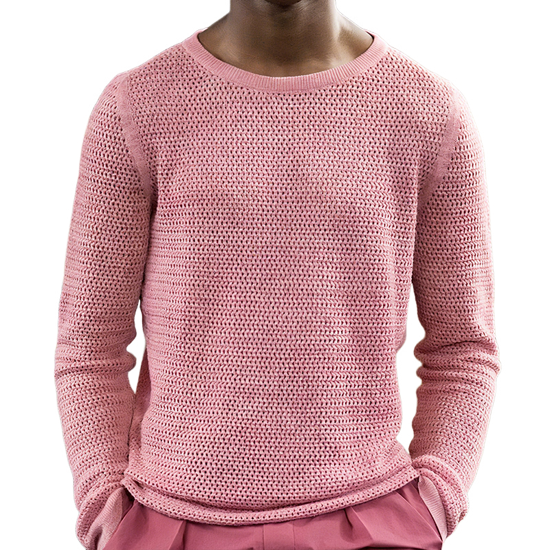 Heren retro casual trui met ronde hals in effen kleur MTA0811H4TO