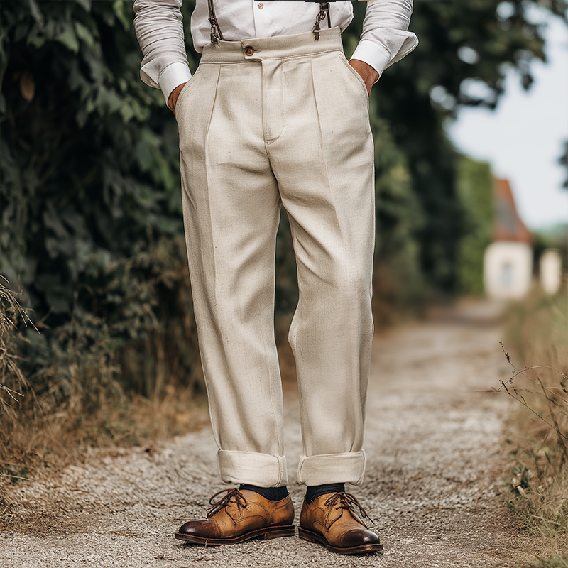 Heren Retro Casual Katoenen en Linnen Zeilbroek MTA3199G4TO