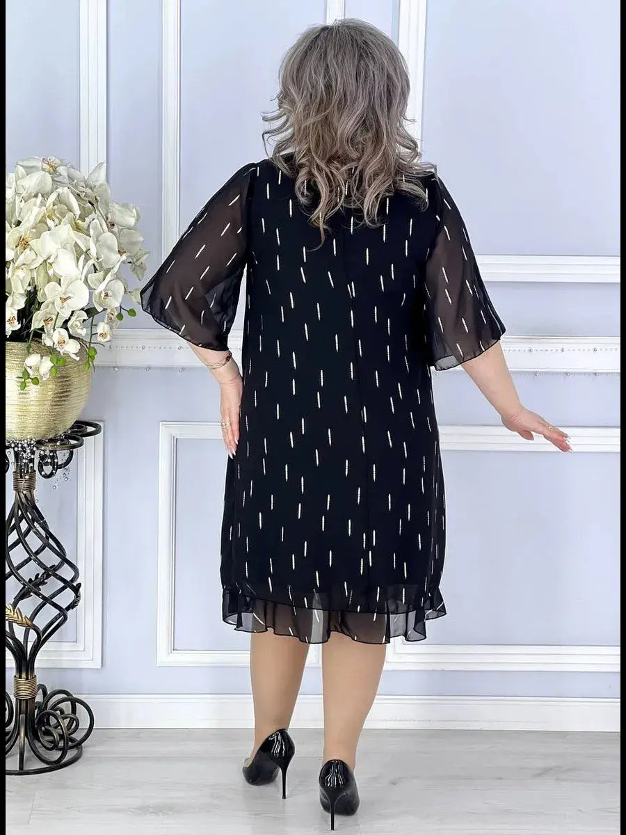 Wioletta | Elegante chiffon midi-jurk met plooien