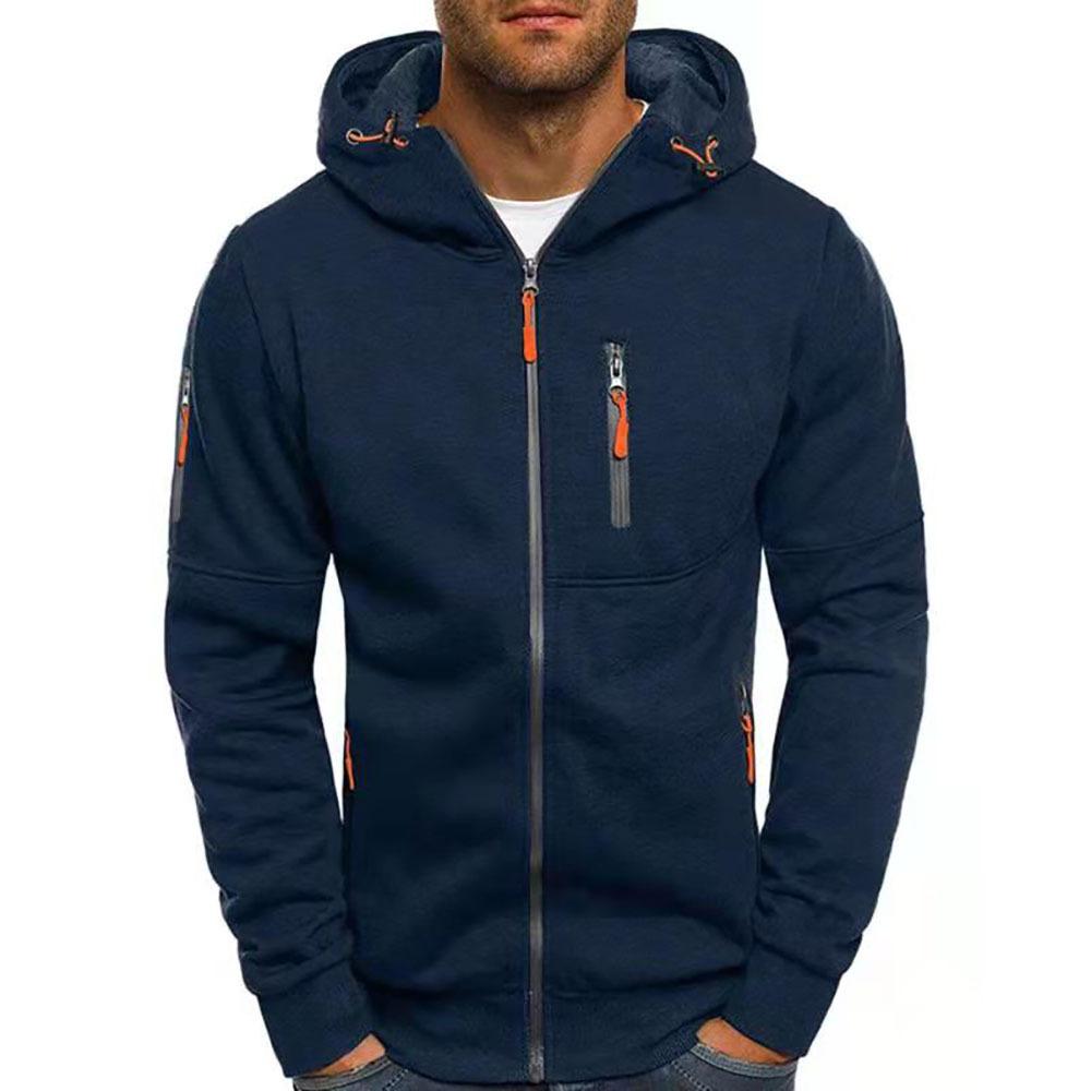 Heren Casual Sportjack met Capuchon en Rits, Slim Fit, Katoenmengsel 87031331