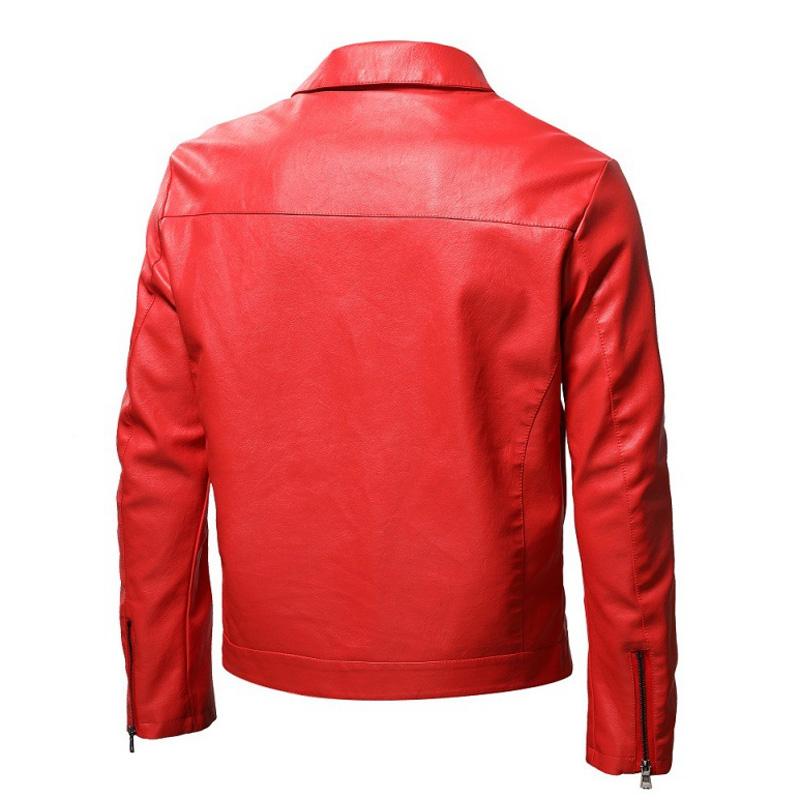 Heren leren jack met kraag en rits 82345117X