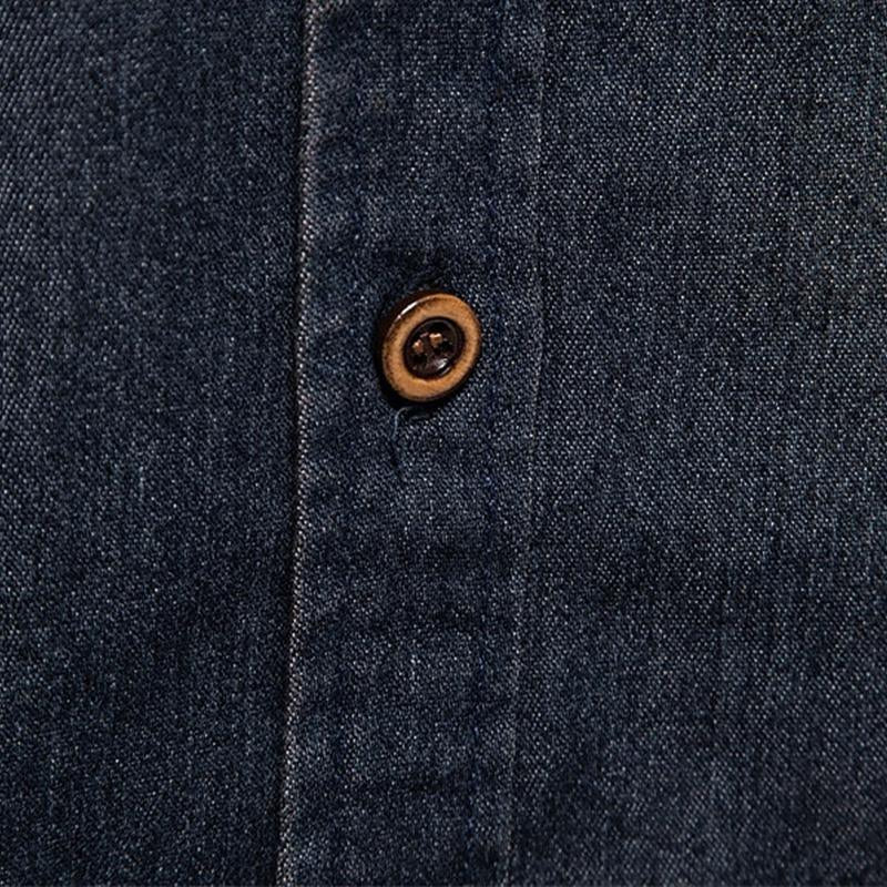 Heren Denim Overhemd met Kraag in Vintage Stijl 89638435X