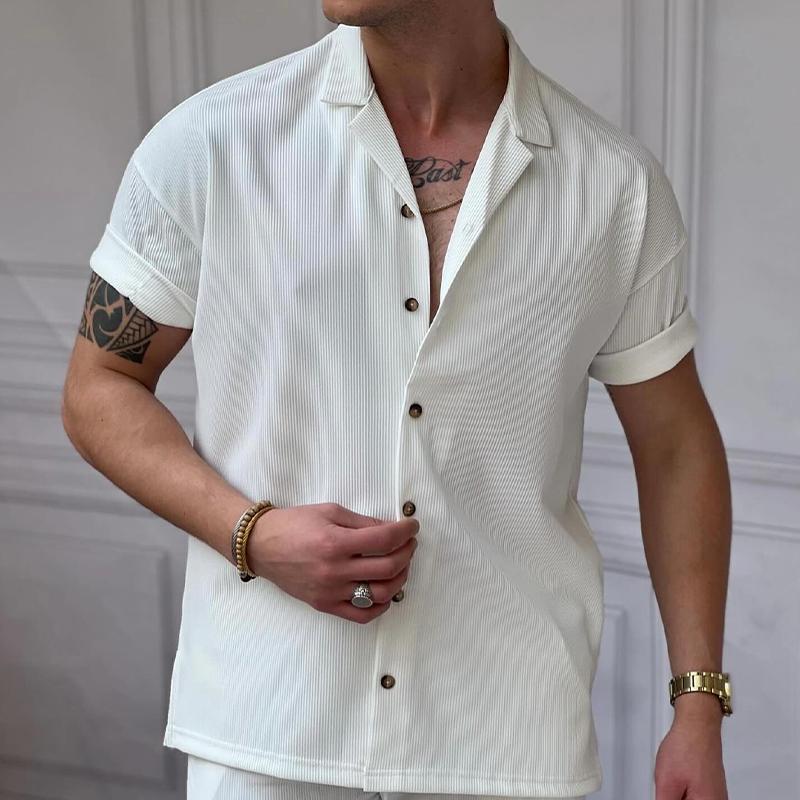 Heren overhemd in effen kleur met strepen 09235271X