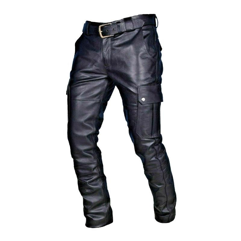 Heren Vintage Slim Fit Broek met Veel Zakjes van Eco-leer (Zonder Band) 04018447M