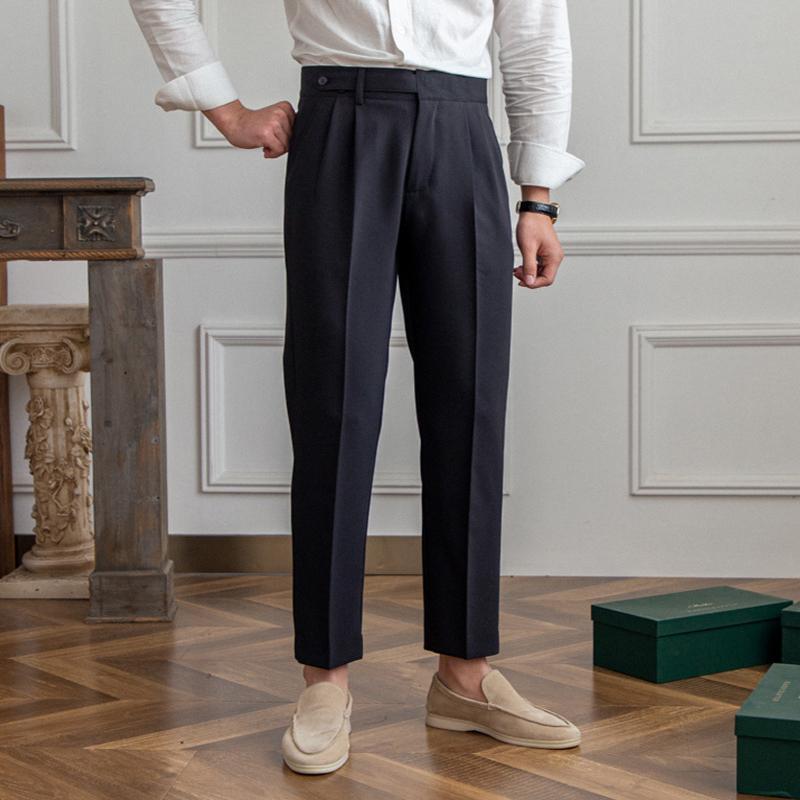 Heren Britse Neapolitaanse pantalon met hoge taille en rechte pijpen 29719613M