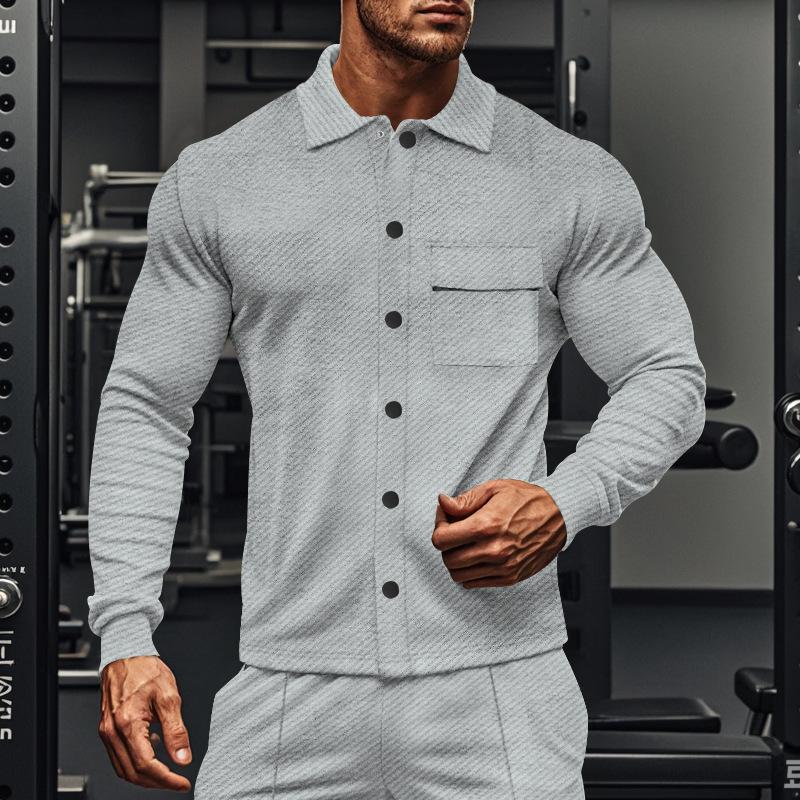 Heren Casual Overhemdjack van Twillstof met Lange Mouwen en Revers 81404977M