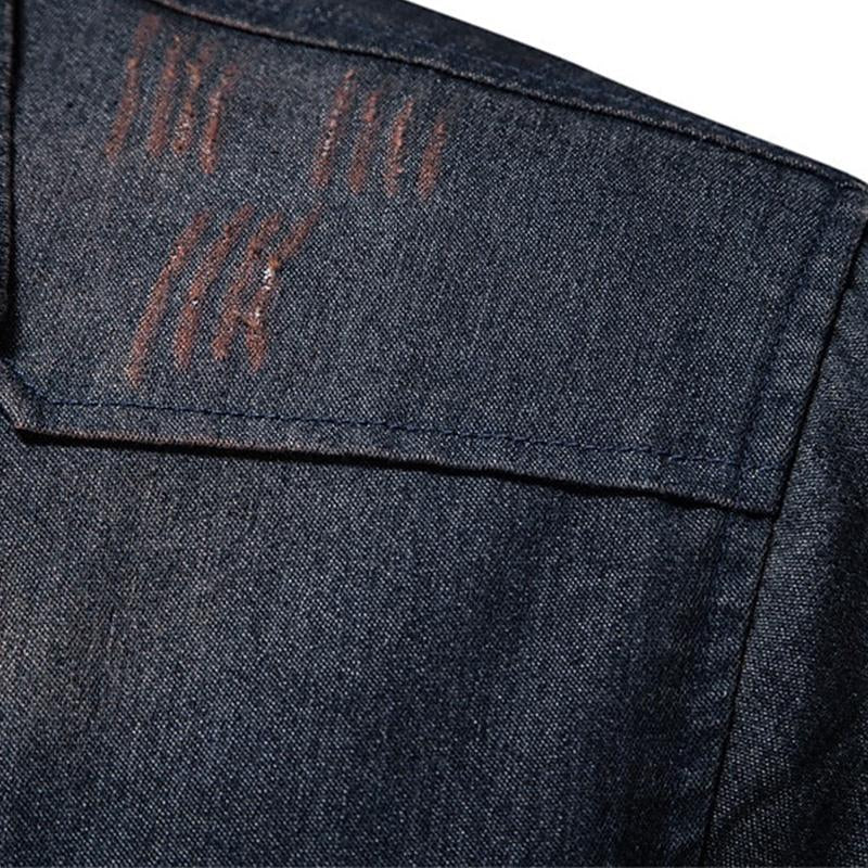 Heren Denim Overhemd met Kraag in Vintage Stijl 89638435X