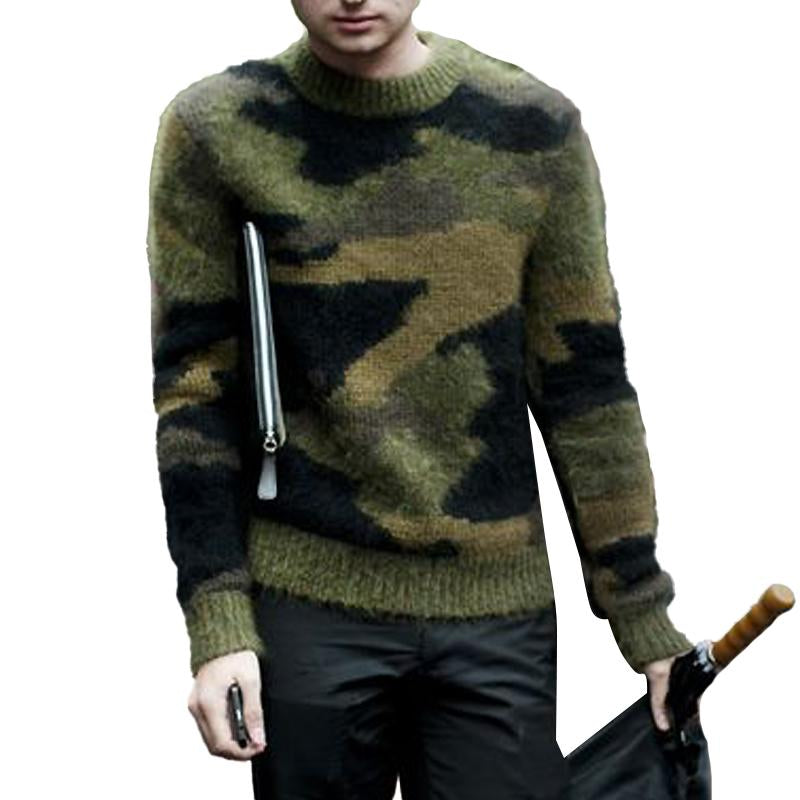 Heren vintage sweater met camouflage jacquardpatroon 79045048Y