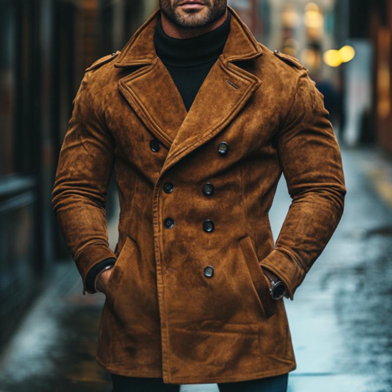 Heren Vintage Casual Suede Dubbelzijdige Korte Jas 60639537TO