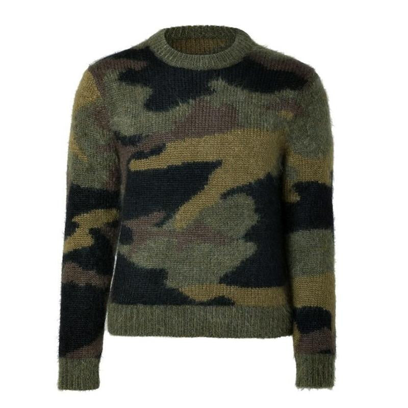 Heren vintage sweater met camouflage jacquardpatroon 79045048Y