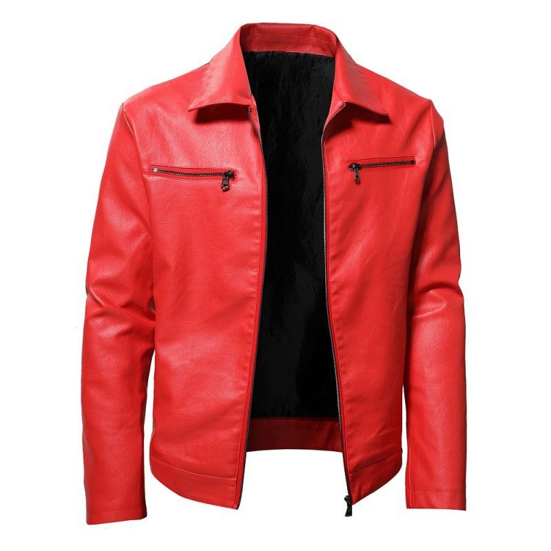 Heren leren jack met kraag en rits 82345117X